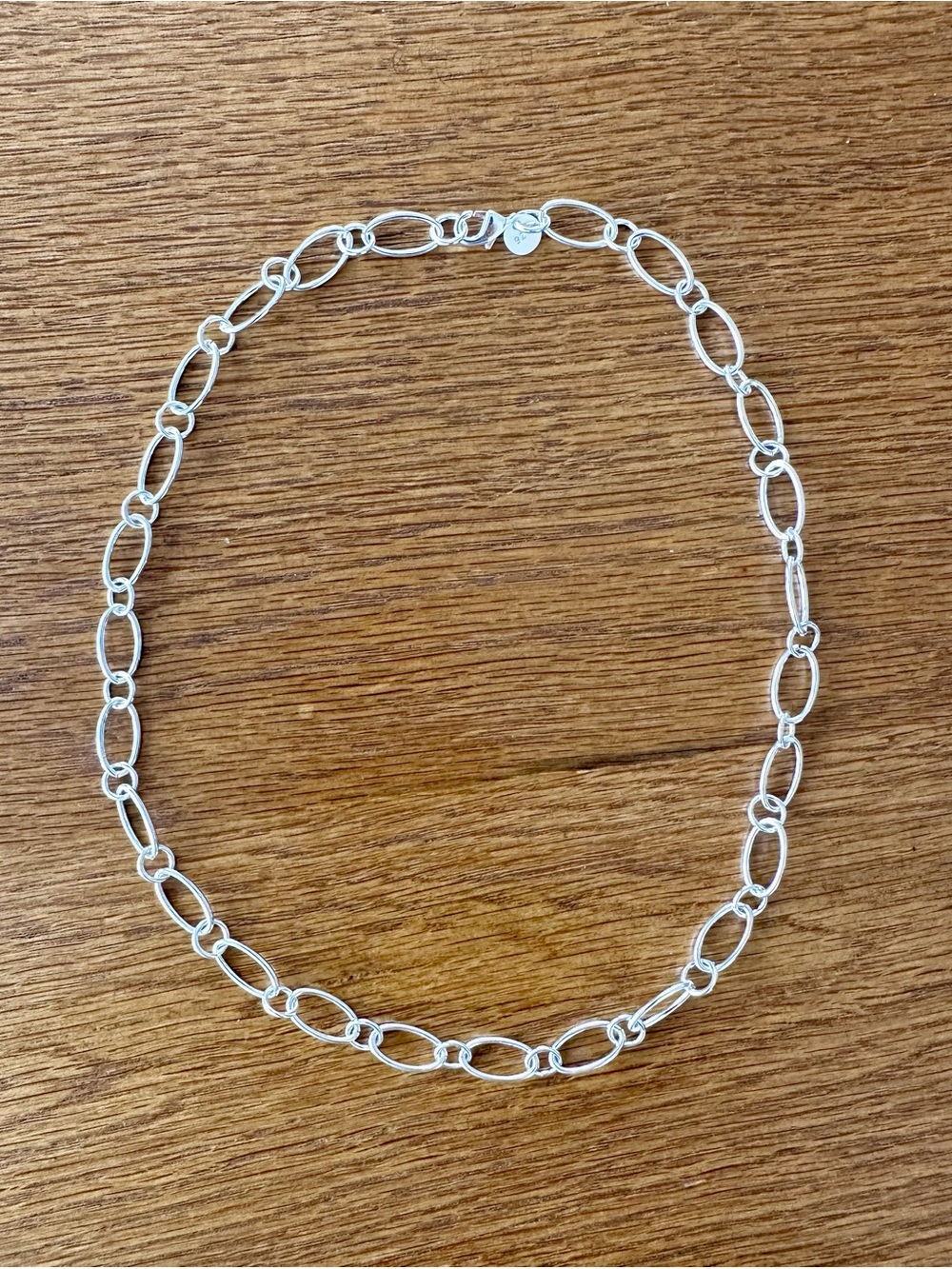 Sterling Silver 925 Paperclip Oval Link Necklace 18”